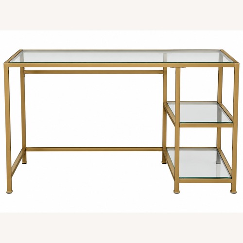 Used World Market Metal and Glass Desk with Shelves for sale on AptDeco