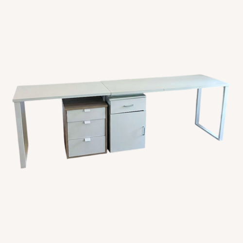 Used White L-Shaped Desk with Storage for sale on AptDeco