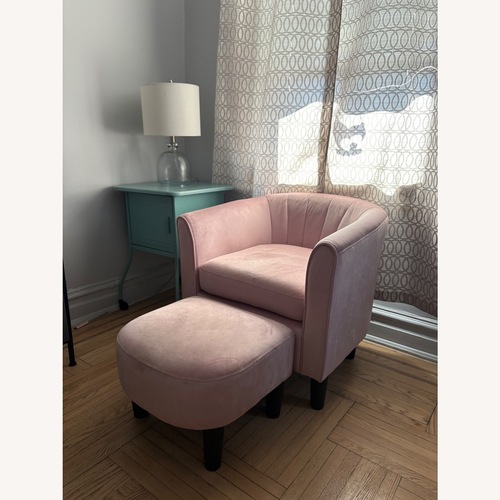 Used Amazon Linsy Pink Velvet Accent Chair  for sale on AptDeco