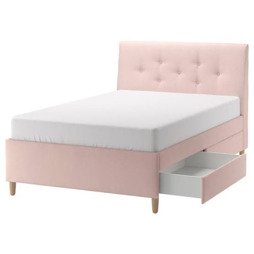 Used IKEA IDANÄS Pale Pink Queen Bed for sale on AptDeco