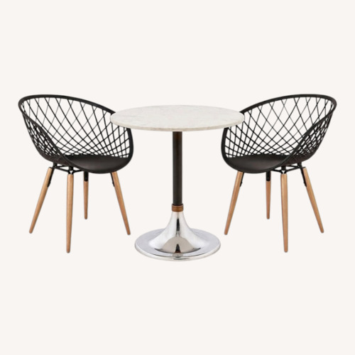 Used Crate & Barrel White Marble Bistro Dining Set for sale on AptDeco