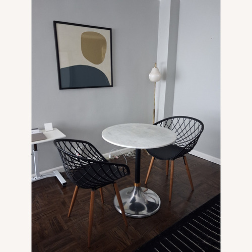 Used Crate & Barrel White Marble Bistro Dining Set for sale on AptDeco