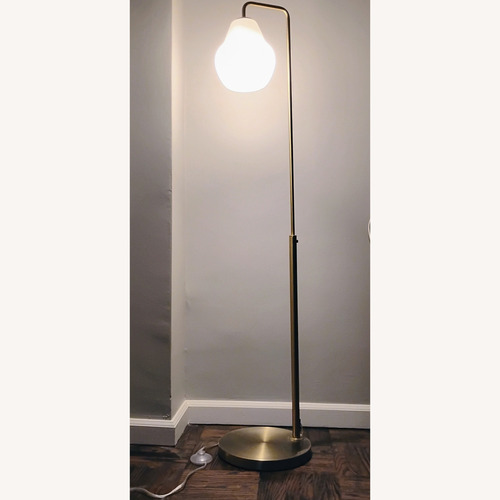 Used West Elm Art Deco White Glass Floor Lamp for sale on AptDeco