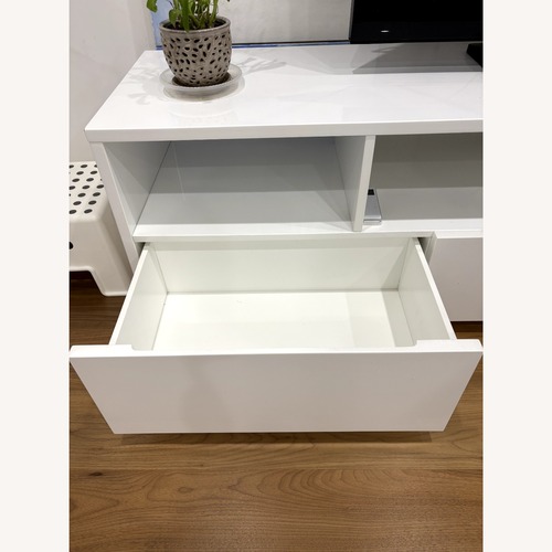 Used CB2 Chill 80" White High-Gloss Media Console for sale on AptDeco