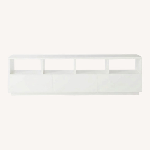Used CB2 Chill 80" White High-Gloss Media Console for sale on AptDeco