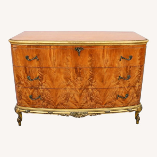 Used French Burl Wood Bow-Front Dresser 1930s for sale on AptDeco