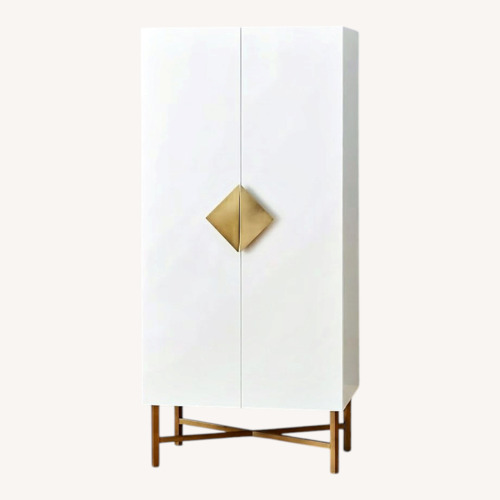 Used CB2 White Wood Armoire for sale on AptDeco