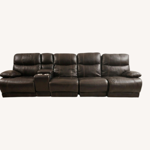 Used Dark Brown Leather 3+ Piece Sectional for sale on AptDeco