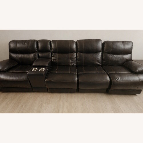 Used Dark Brown Leather 3+ Piece Sectional for sale on AptDeco