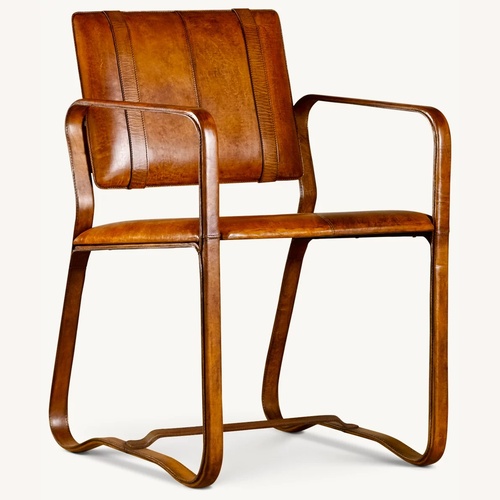 Used Buckle Light Brown Leather Accent Chair for sale on AptDeco
