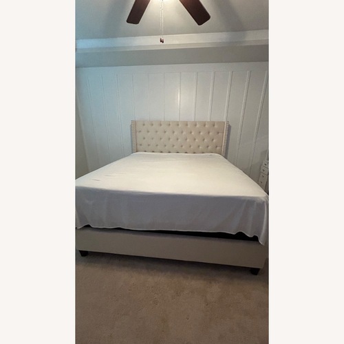 Used King Size Bed Cream Color With Rhinestones  for sale on AptDeco