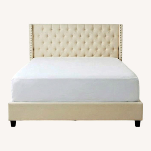 Used King Size Bed Cream Color With Rhinestones  for sale on AptDeco