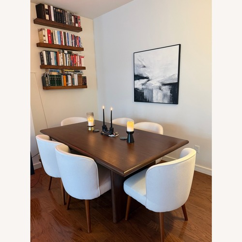 Used Soleil 74" Dining Table W 6 Upholstered Chairs for sale on AptDeco