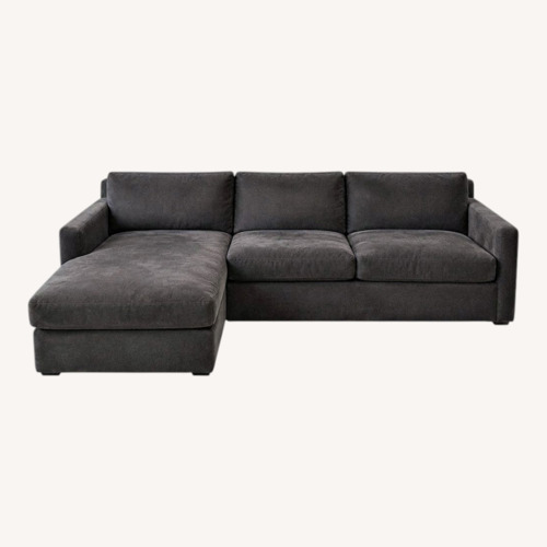 Used Pottery Barn Pacifica Dark Gray Velvet 2 Piece Sectional for sale on AptDeco