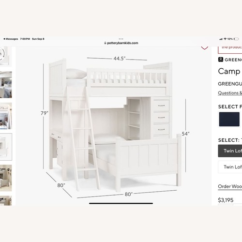 Used Pottery Barn Camp Bunk Bed System for sale on AptDeco