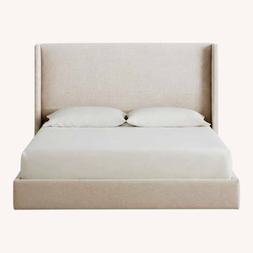 Used World Market Linen Wingback Bryn Upholstered Bed for sale on AptDeco