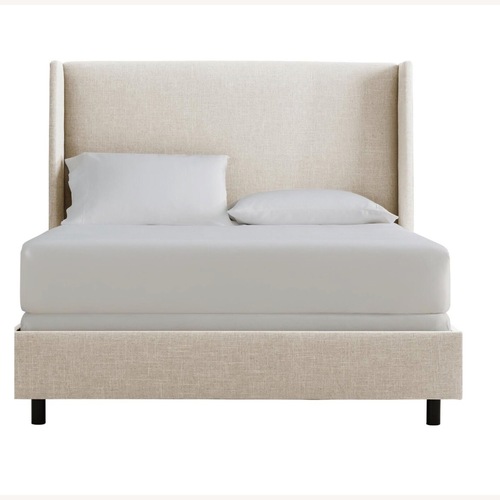 Used World Market Linen Wingback Bryn Upholstered Bed for sale on AptDeco