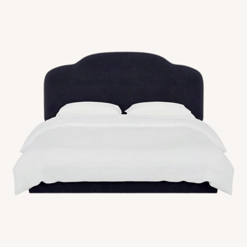 Used Lulu & Georgia Ruby Queen Blue Fabric Headboard for sale on AptDeco