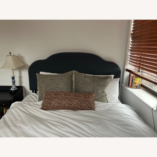 Used Lulu & Georgia Ruby Queen Blue Fabric Headboard for sale on AptDeco