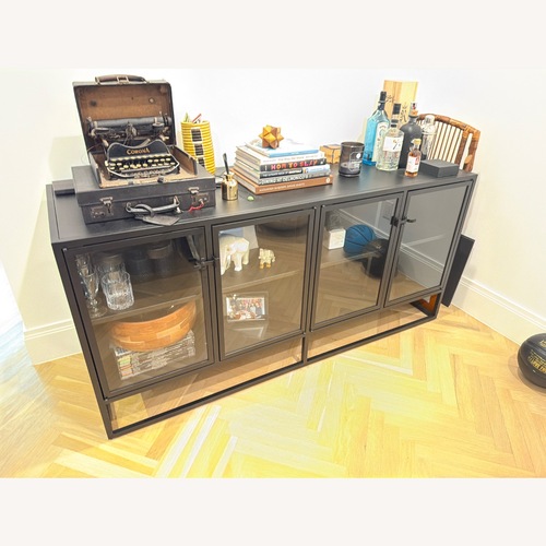 Used Crate & Barrel Casement Black Metal Sideboard for sale on AptDeco