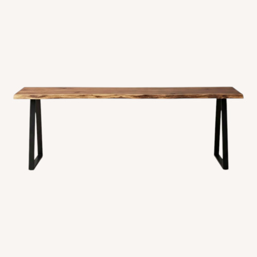 Used Live-Edge Walnut Sofa Table with Heavy Steel Legs for sale on AptDeco