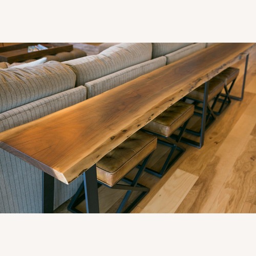 Used Live-Edge Walnut Sofa Table with Heavy Steel Legs for sale on AptDeco