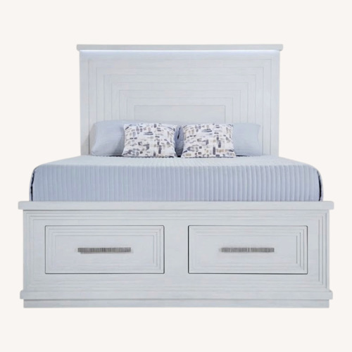 Used Bob's Discount Furniture Infinity White Wood Queen Bed for sale on AptDeco