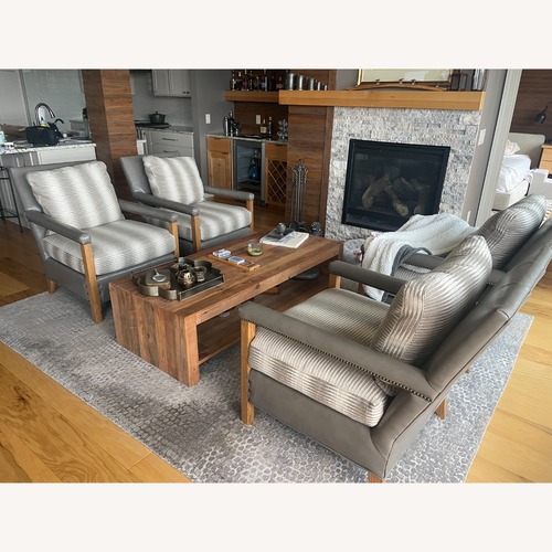 Used CR Laine "Liam" Leather Armchair W Modern Stripe for sale on AptDeco