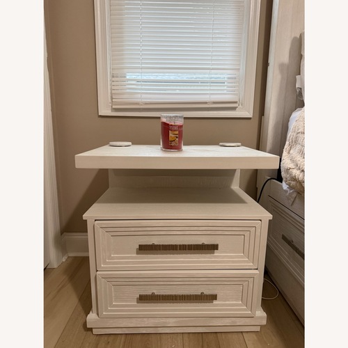 Used Bob's Discount Furniture Infinity White Wood Nightstand for sale on AptDeco