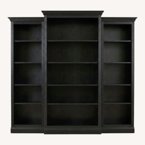 Used Ballard Designs Black Wood Bookcase (3 pieces) for sale on AptDeco
