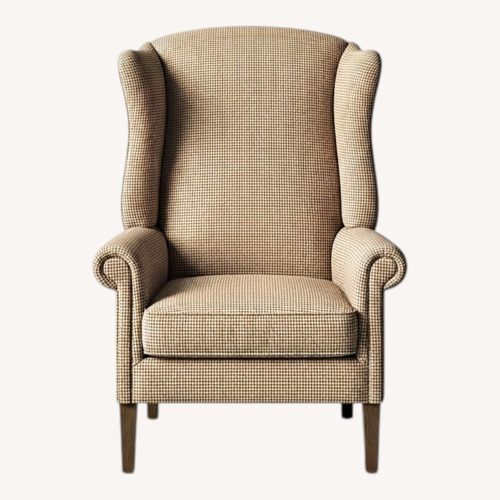 Used Sam Moore Fabric Beige Red Houndstooth Armchair for sale on AptDeco