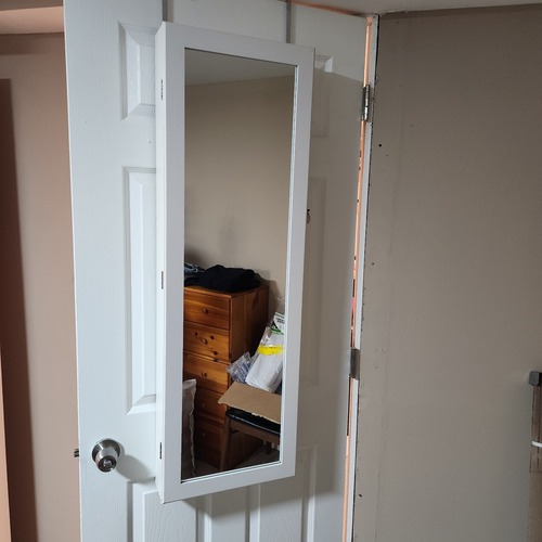 Used Hanging Wayfair White Locking Jewelry Box for sale on AptDeco