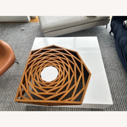 Used White Wood Lacquer Coffee Table for sale on AptDeco