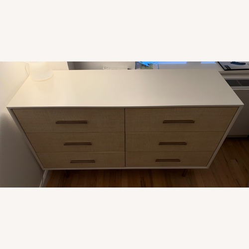 Used West Elm Margot Raffia 6 Drawer White Dresser for sale on AptDeco