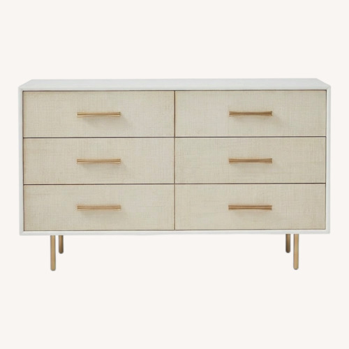 Used West Elm Margot Raffia 6 Drawer White Dresser for sale on AptDeco