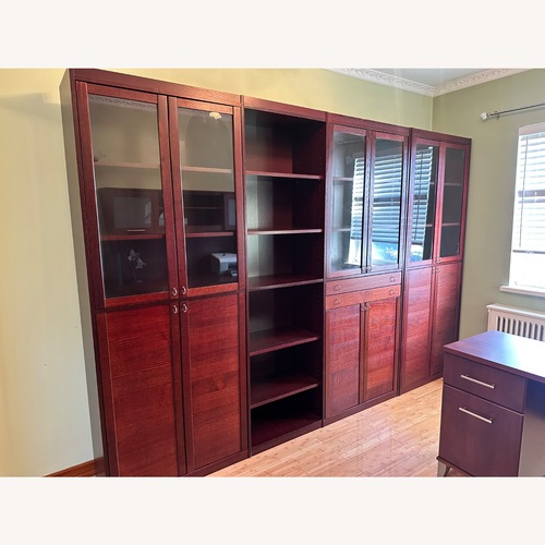 Used Custom Mahogany Wood Shelves for sale on AptDeco