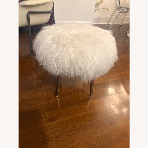 Used CB2 Mongolian Sheepskin Stool for sale on AptDeco