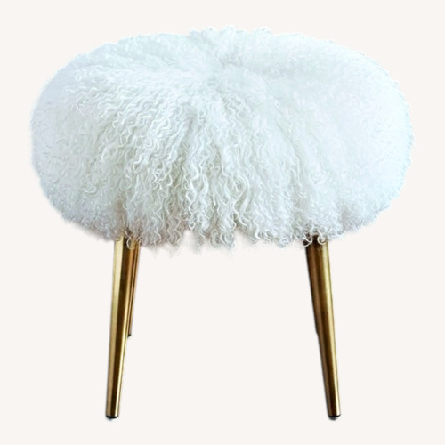 Used CB2 Mongolian Sheepskin Stool for sale on AptDeco