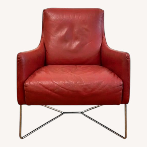 Used Red Leather Accent Chair for sale on AptDeco
