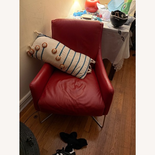 Used Red Leather Accent Chair for sale on AptDeco