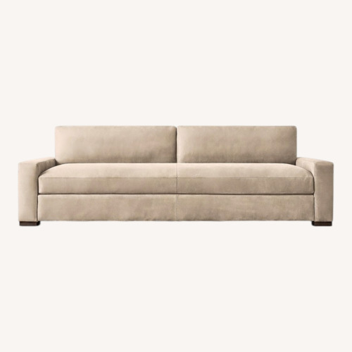 Used Restoration Hardware Light Brown Leather 7’ Sofa for sale on AptDeco