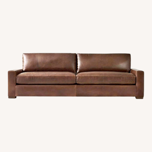 Used Restoration Hardware Maxwell Leather Sofa 7’ Luxe Brown for sale on AptDeco
