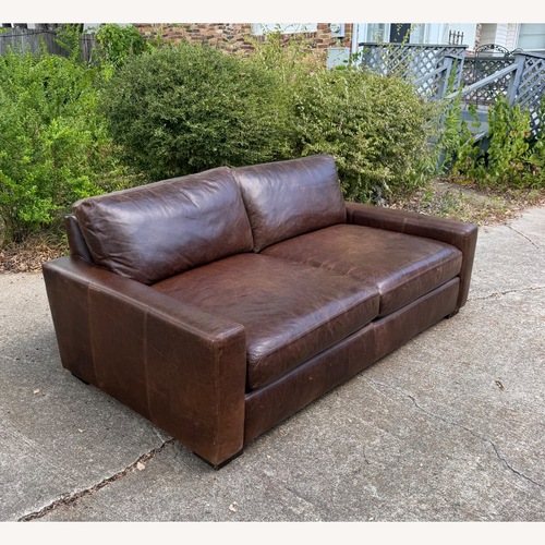 Used Restoration Hardware Maxwell Leather Sofa 7’ Luxe Brown for sale on AptDeco