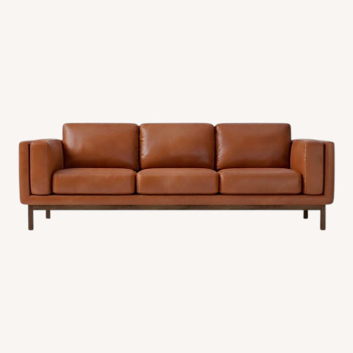 Used West Elm Dekalb Light Brown Leather 3+ Seater Sofa for sale on AptDeco