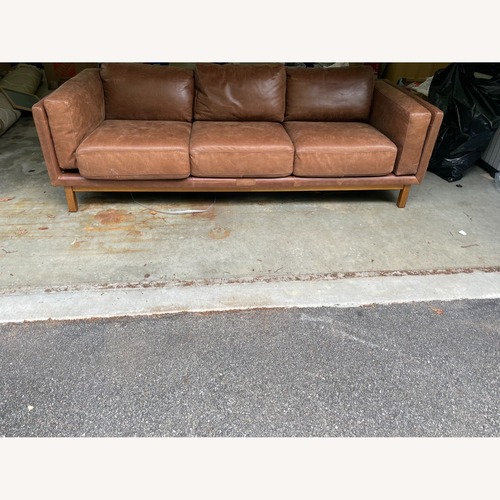 Used West Elm Dekalb Light Brown Leather 3+ Seater Sofa for sale on AptDeco