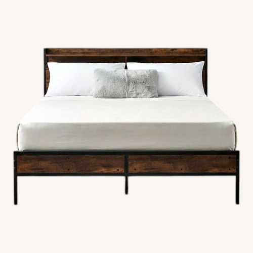Used Dark Brown Wood Queen Bed for sale on AptDeco
