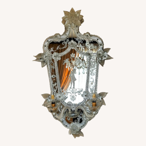 Used His and Hers Etched Mirror Antique Wall Sconces for sale on AptDeco