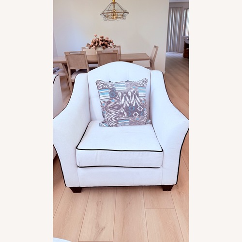 Used White Fabric Tufted Armchair for sale on AptDeco