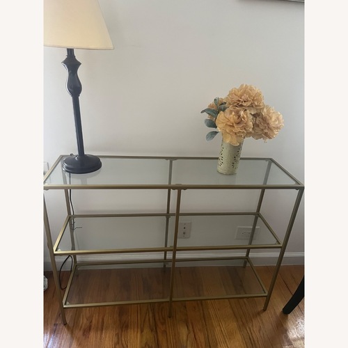 Used Wayfair Gold Glass Console Table for sale on AptDeco