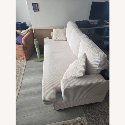 Used Walmart Corduroy White Fabric 2 Seater Sofa for sale on AptDeco